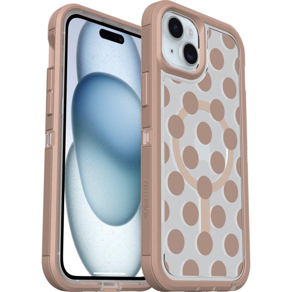 iPhone 15 Plus and iPhone 14 Plus Defender Series XT Clear Case for MagSafe Seeing Spots (Clear / Brown) | OtterBox Apple iPhone