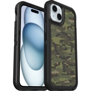 iPhone 15 Plus and iPhone 14 Plus Defender Series XT Clear Case for MagSafe Woodland Camo (Clear / Black) | OtterBox Apple iPhone