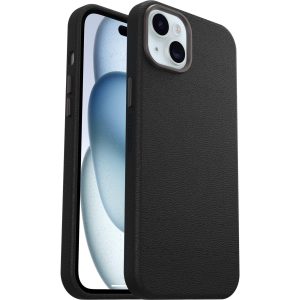 iPhone 15 Plus Symmetry Series Cactus Leather Case Noir Ash (Black) | OtterBox Apple iPhone