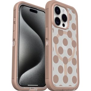 iPhone 15 Pro Defender Series XT Clear Case for MagSafe Seeing Spots (Clear / Brown) | OtterBox Apple iPhone