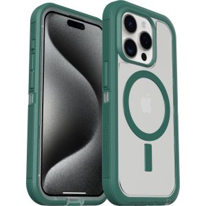 iPhone 15 Pro Defender Series XT Clear Case for MagSafe Velvet Evergreen (Clear / Green) | OtterBox Apple iPhone