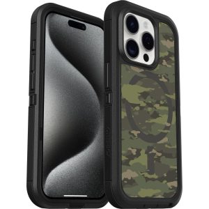 iPhone 15 Pro Defender Series XT Clear Case for MagSafe Woodland Camo (Clear / Black) | OtterBox Apple iPhone