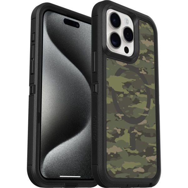 iPhone 15 Pro Max Defender Series XT Clear Case for MagSafe Woodland Camo (Clear / Black) | OtterBox Apple iPhone