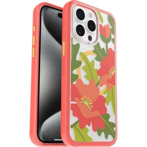 iPhone 15 Pro Max Symmetry Series Clear Case for MagSafe Fluttering Flora Quilted Poppies (Limited Edition) | OtterBox Apple iPhone