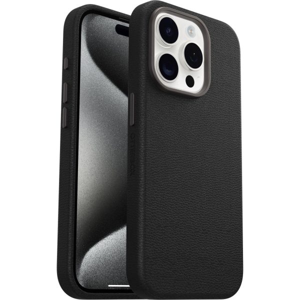 iPhone 15 Pro Symmetry Series Cactus Leather Case Noir Ash (Black) | OtterBox Apple iPhone