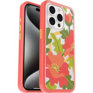 iPhone 15 Pro Symmetry Series Clear Case for MagSafe Fluttering Flora Quilted Poppies (Limited Edition) | OtterBox Apple iPhone