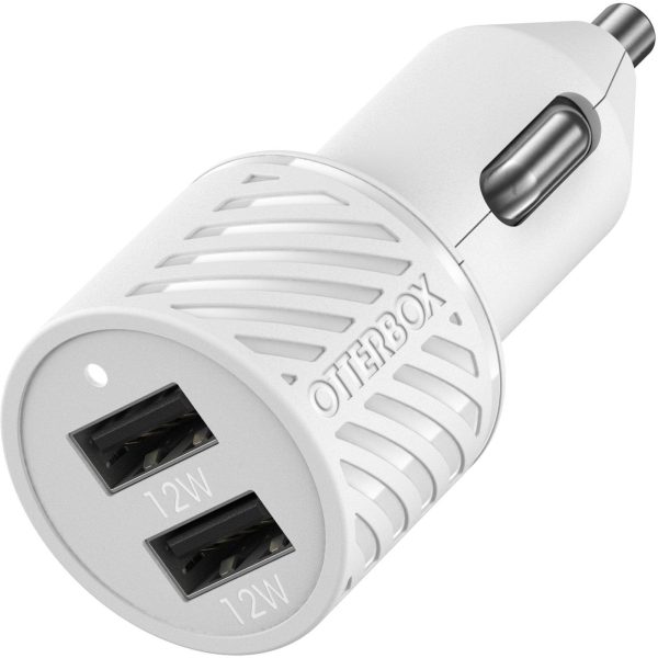 USB-A Dual Port Car Charger – 24W Cloud Dream (White) | OtterBox Car Charging