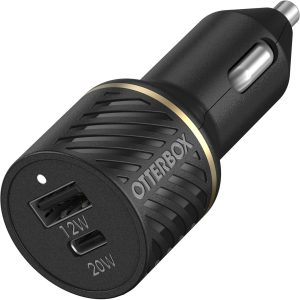 USB-C + USB-A Dual Port 32W Premium Car Charger Black Shimmer | OtterBox Car Charging