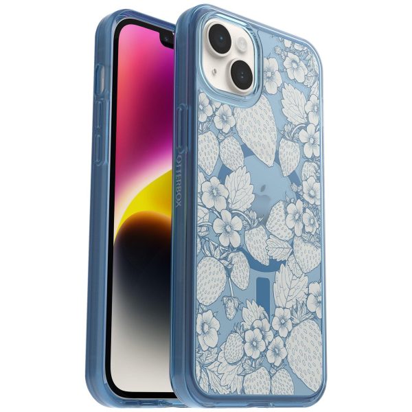 iPhone 14 Plus Symmetry Series Clear for MagSafe Case Vintage Strawberry (Blue) | OtterBox Apple iPhone